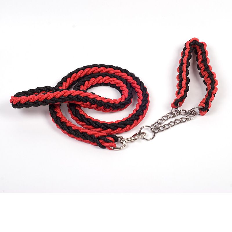 Dog Leash Nylon Hand Woven 1.5cm Red and Black 2.0cm