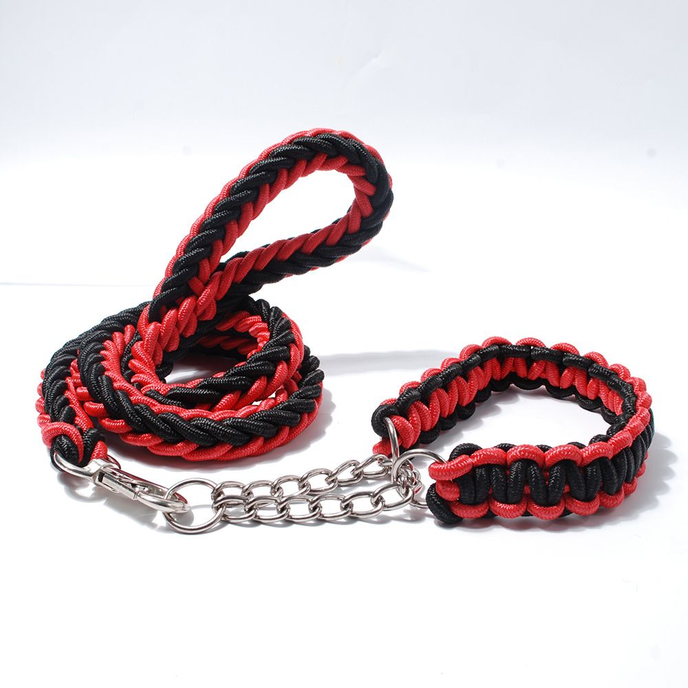 Dog Leash Nylon Hand Woven 1.5cm Red and Black 3.0cm view 3