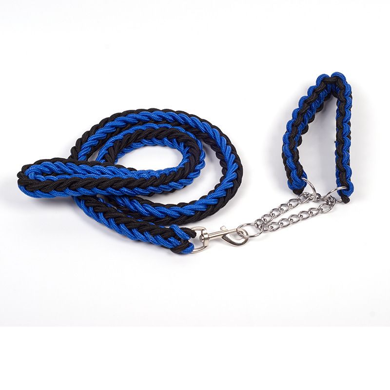 Dog Leash Nylon Hand Woven 1.5cm BLUE BLACK