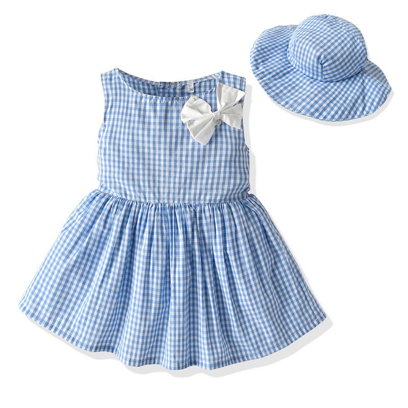 Tem Doger Boy Plaid Shirt Shorts Set Light Blue 100cm