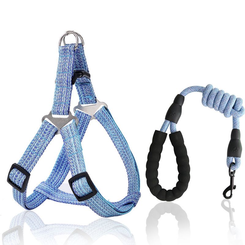 Pet Harness Dog Leash Jiafeng Adjustable Polyester Blue L (suitable for 7.50 view 2