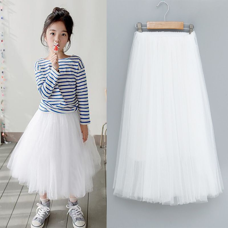 Girls Skirt Bei Congmei Polyester Mesh Solid Grey 150cm view 4