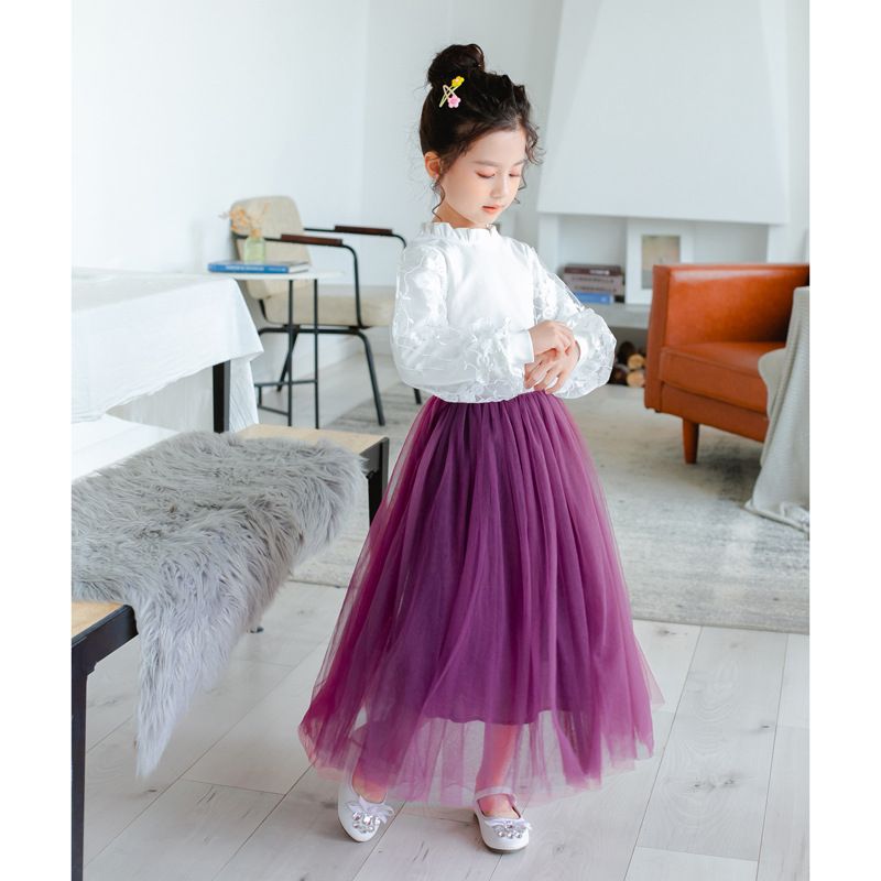 Girls Skirt Bei Congmei Polyester Mesh Solid Black 100cm view 3