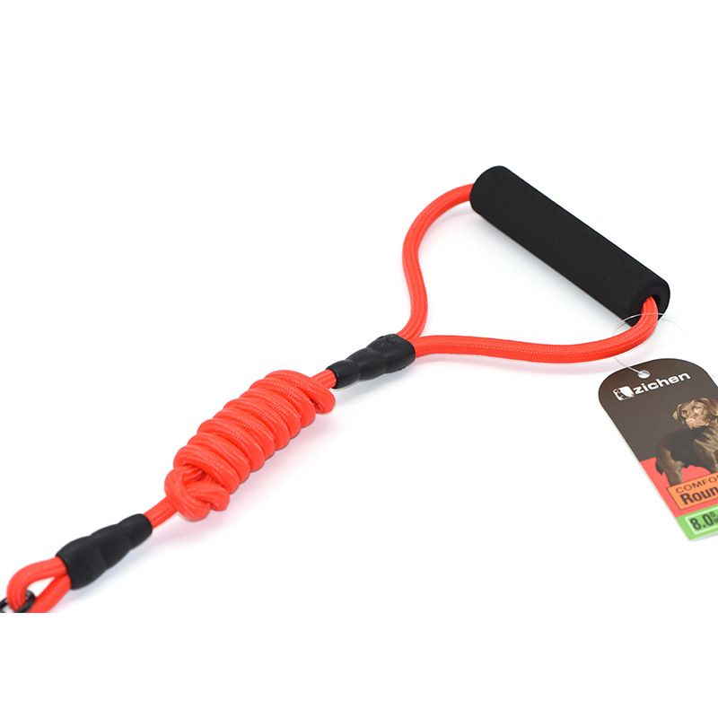 Zichen Dog Nylon Running Leash Collar Set Orange 1.2 Round Rope +2.5 collar view 4