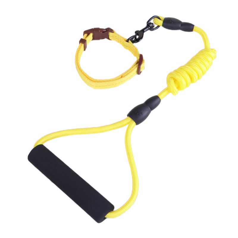 Zichen Dog Nylon Running Leash Collar Set Yellow 1.2 Round Rope +2.5 collar — image 1