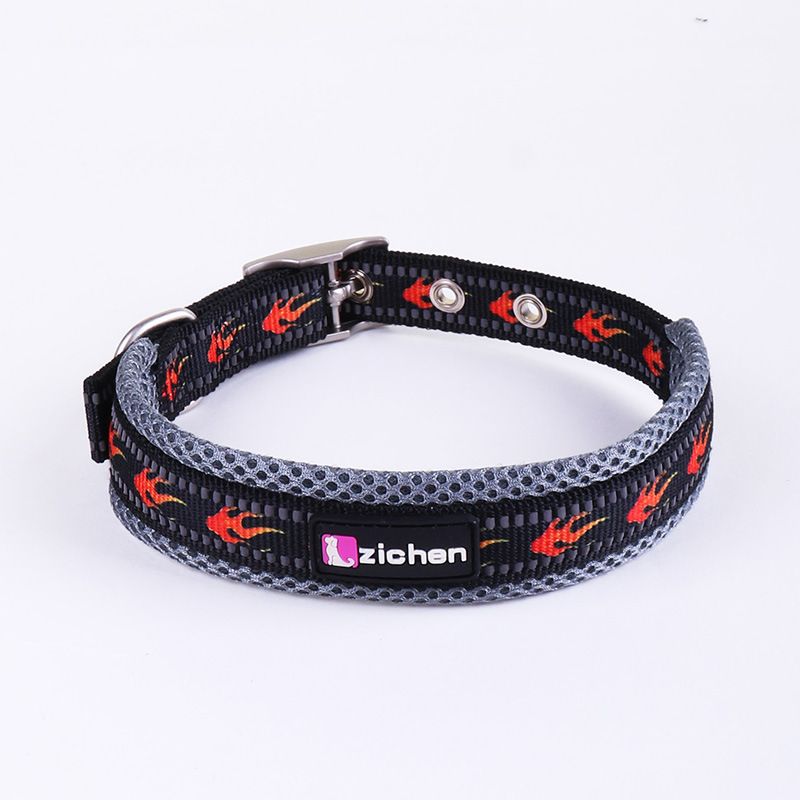 Zichen Reflective Dog Collar Nylon Mesh Yellow 2.0 Nylon Reflective Print Mesh view 3