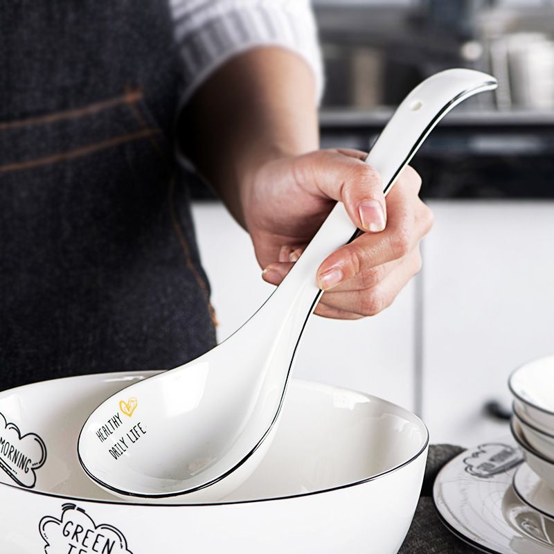 Ceramic Soup Spoon Yo Laifu Large White Pink Frosted Large Soup Spoon view 2