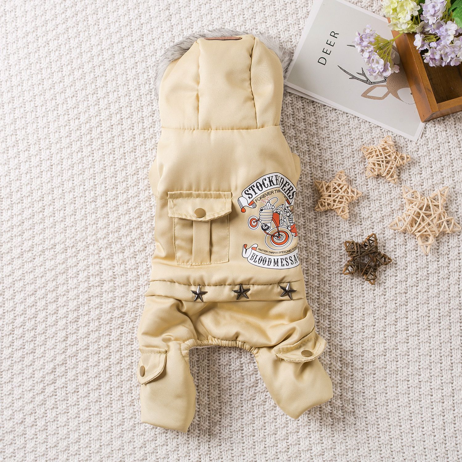 Qi Pet Dog Clothes Thickened Four Legged Warm Locomotive hand khakis XL view 4