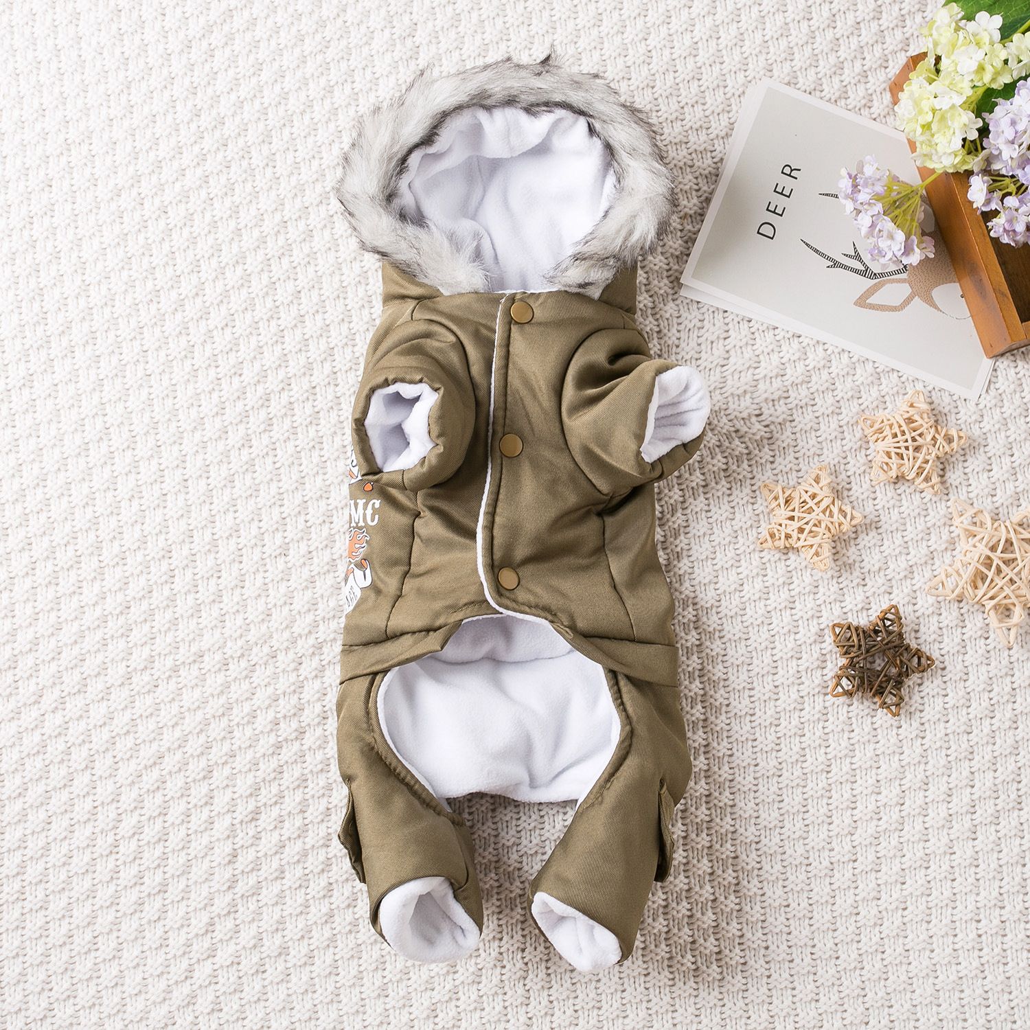 Qi Pet Dog Clothes Thickened Four Legged Warm Locomotive hand khakis XL view 5