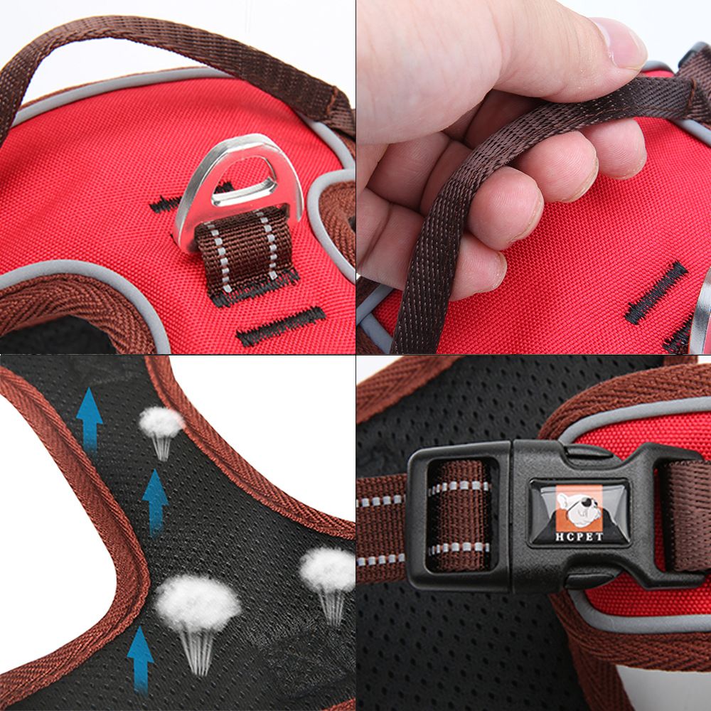 HCPET Dog Vest Harness Reflective Nylon Red L (Bust 64-74cm) view 3