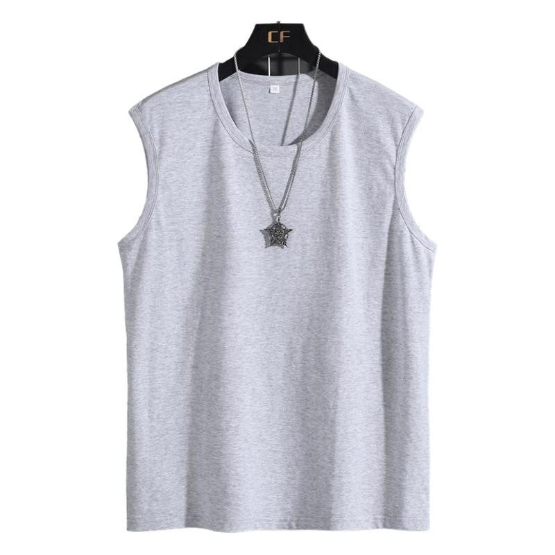 Menma Men Summer Cotton Sleeveless Loose Sports Crewneck White 8XL view 2