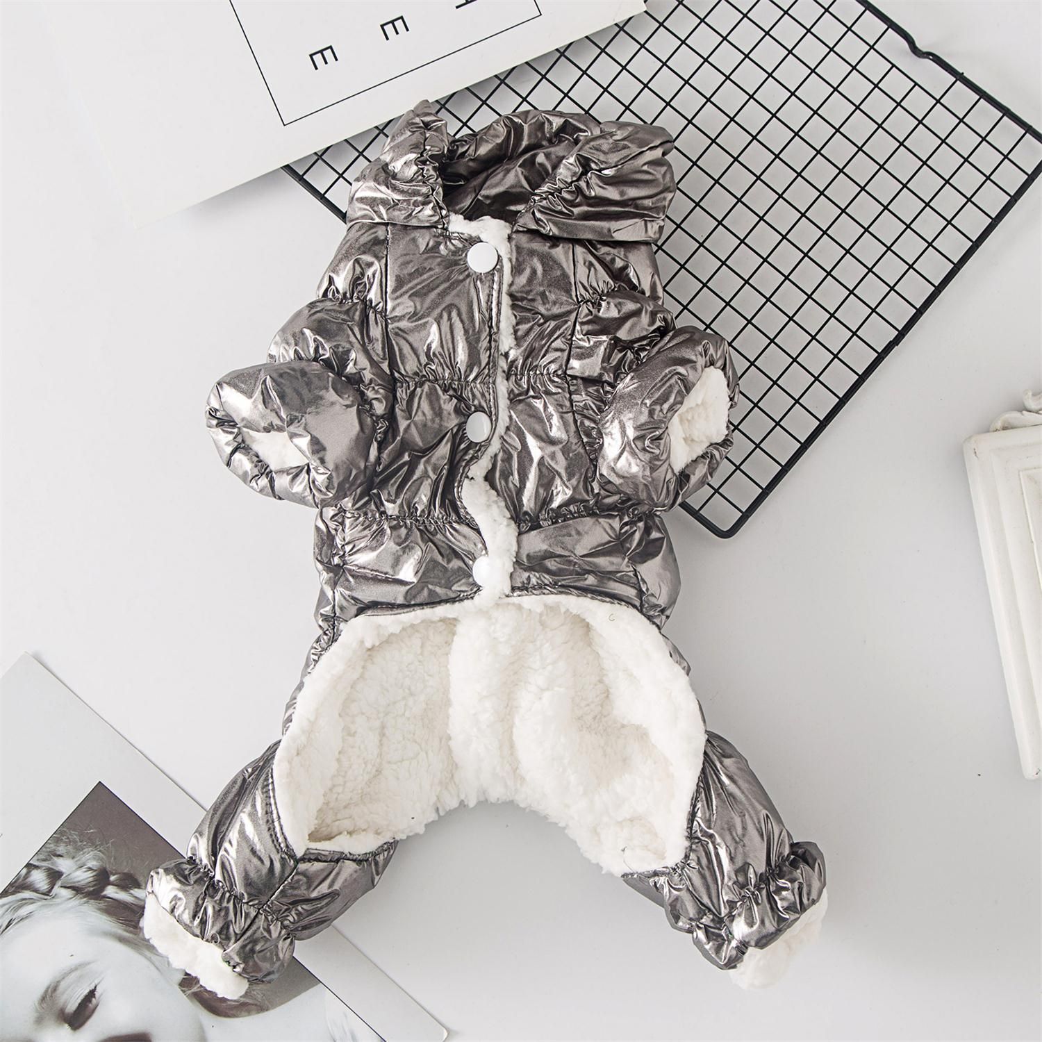 Dog Clothes Winter Four Legged Cloth Qipin Silver M