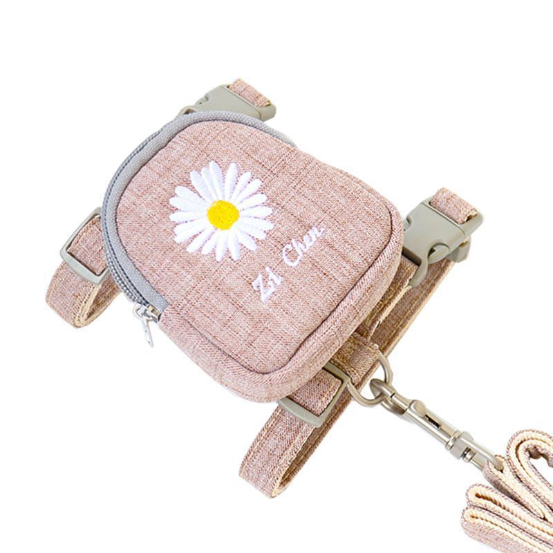 Zichen Dog Harness Polyester Embroidered Chrysanthemum Coffee 1.5(M size)