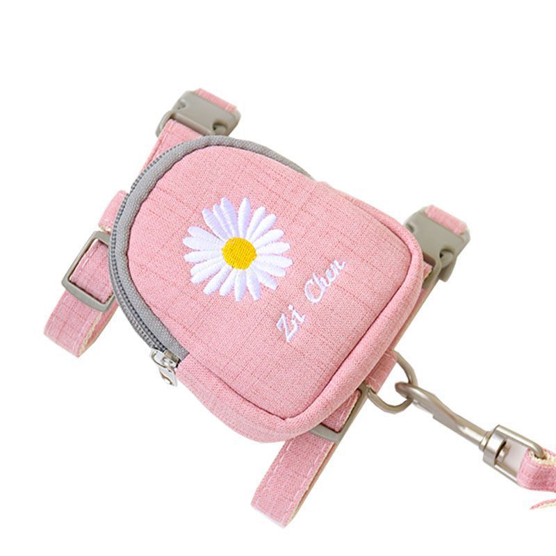 Zichen Dog Harness Polyester Embroidered Chrysanthemum Pink 1.5(M size)