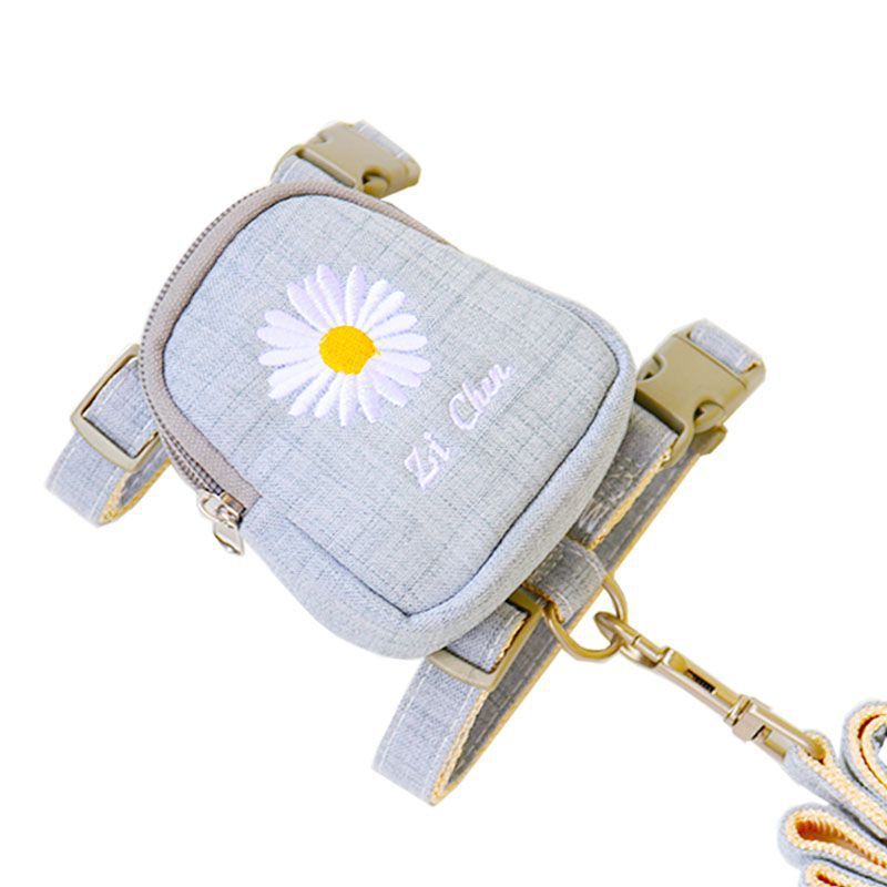 Zichen Dog Harness Polyester Embroidered Chrysanthemum Grey 1.5(M size)