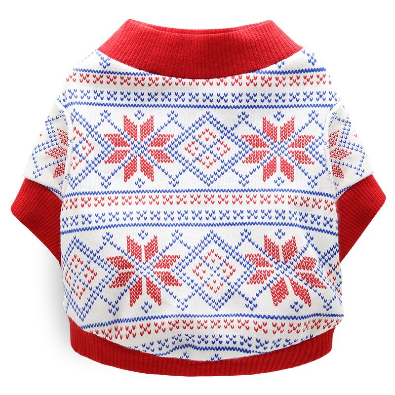 DROOLING DOG Pet Dog Cat Clothes Cotton T Shirt Red Edge (Snowflake) XS Size: XS