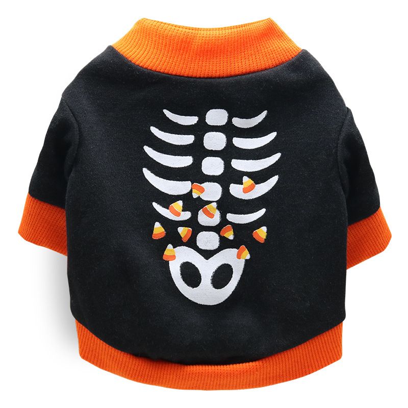 DROOLING DOG Pet Dog Cat Clothes Cotton T Shirt Black Orange edge (Fishbone)