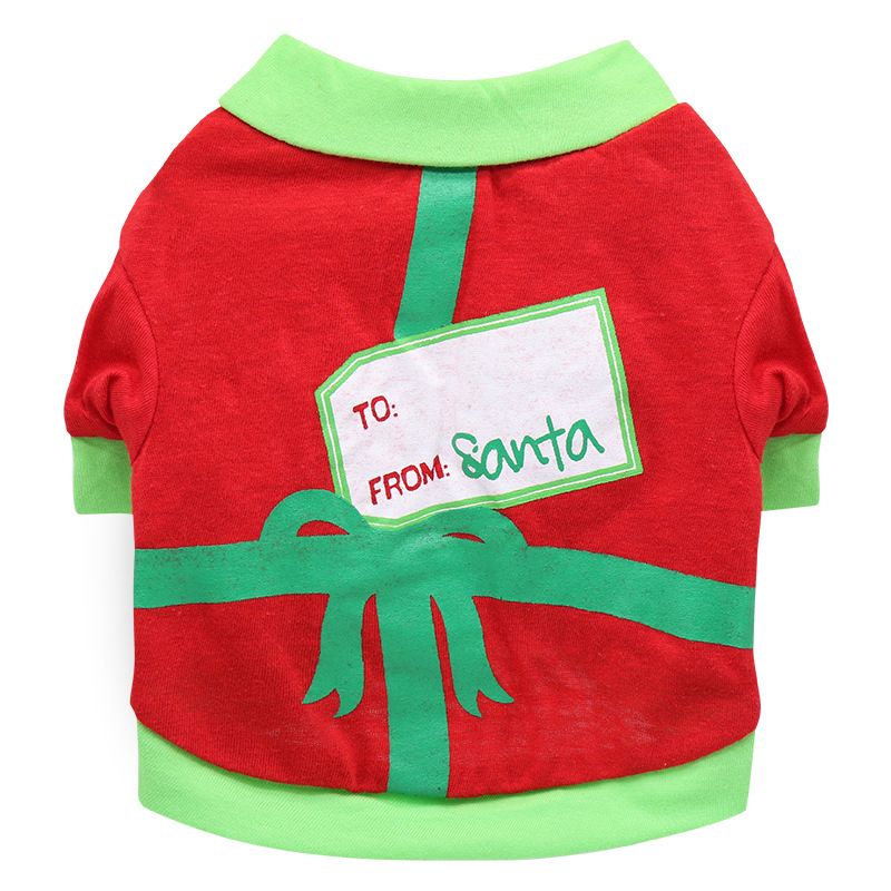 DROOLING DOG Pet Dog Cat Clothes Cotton T Shirt Red Green Edge (Envelope) M
