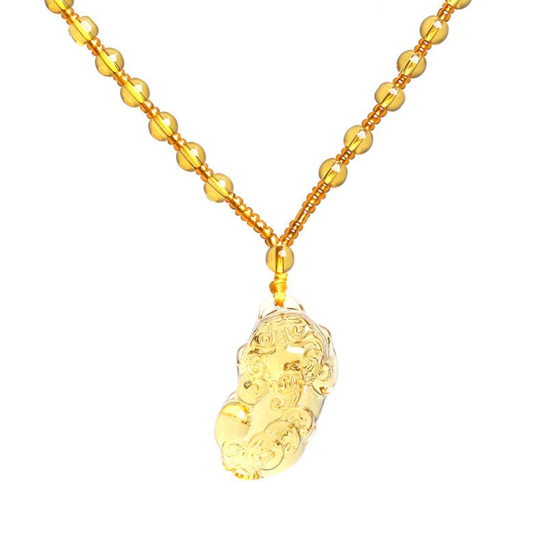 Glass Citrine Pixiu Pendant Necklace Citrine three-money brave pendant (full view 7