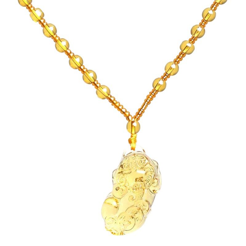 Glass Citrine Pixiu Pendant Necklace Citrine three money brave naked pendant