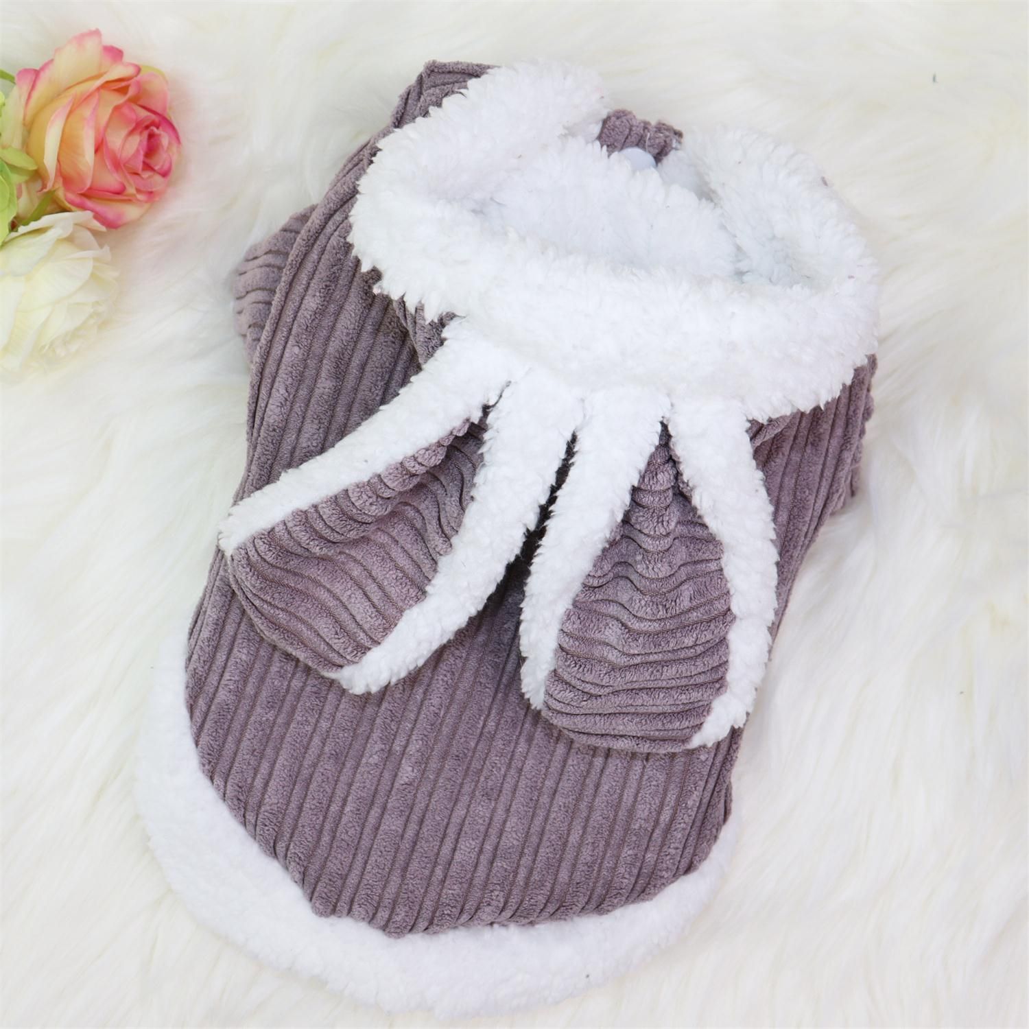 Pet Coat Rabbit Ear Cotton Qichong Small Dog Darling Rabbit Grey M