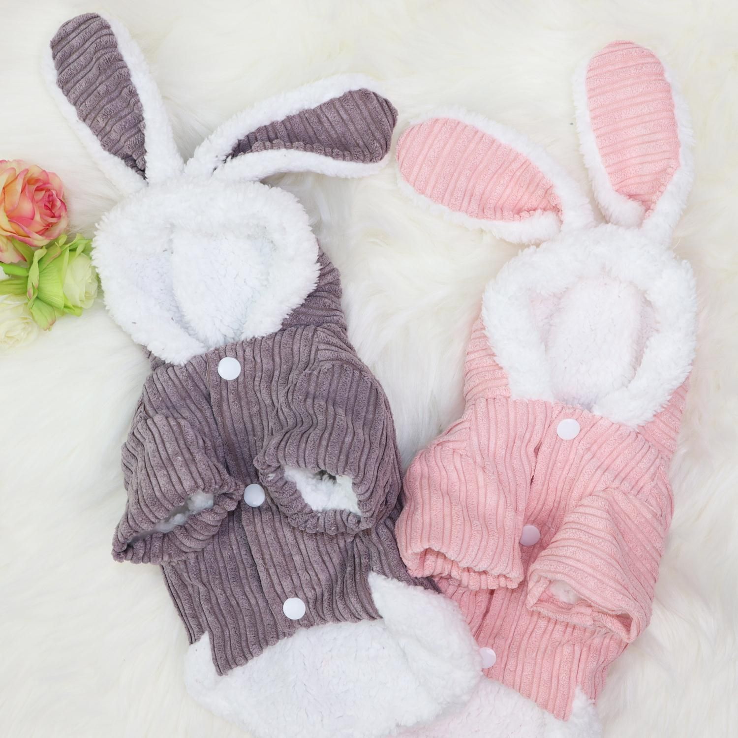 Pet Coat Rabbit Ear Cotton Qichong Small Dog Darling Rabbit Grey XXL view 3