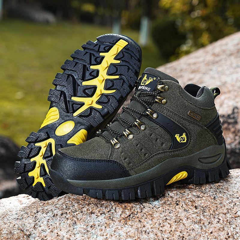 QIFENG Men Women Hiking Shoes High Top Breathable Dark green 42 view 2