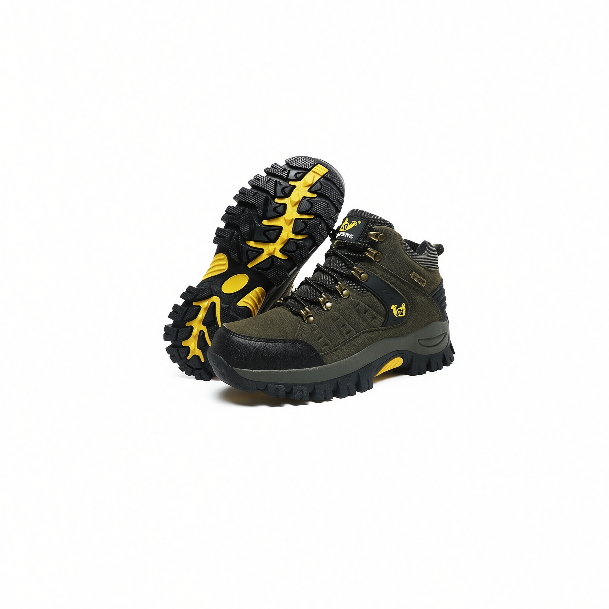 QIFENG Men Women Hiking Shoes High Top Breathable Dark green 42 view 3