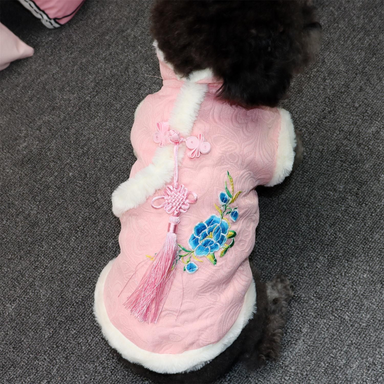 Pet Tang Suit Clothes for Small Dogs and Cats Xiangyun Tang Suit Red M view 4