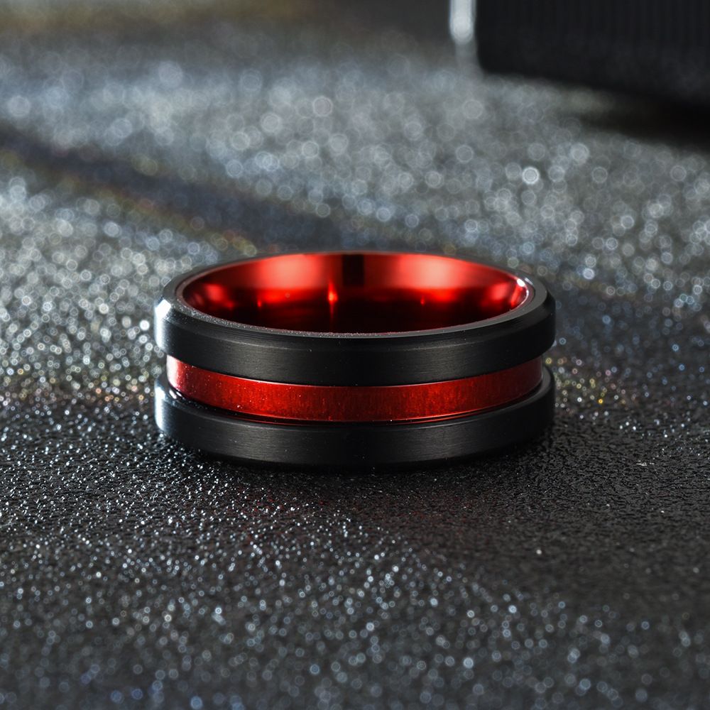 Tengsure Stainless Steel Ring Red Black 8mm 8mm red between Black No. 7 view 5