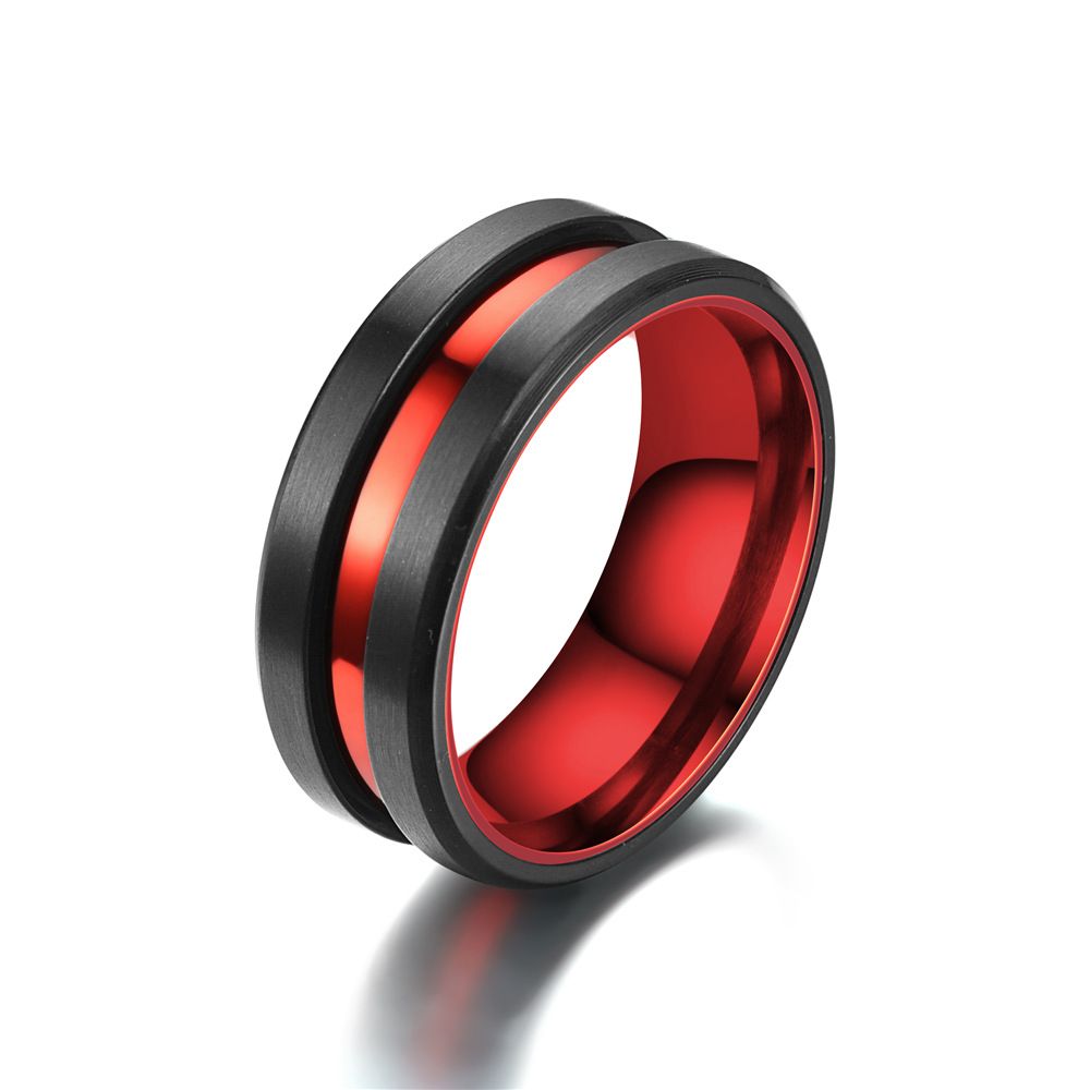 Tengsure Stainless Steel Ring Red Black 8mm 8mm red between Black No. 9 view 3