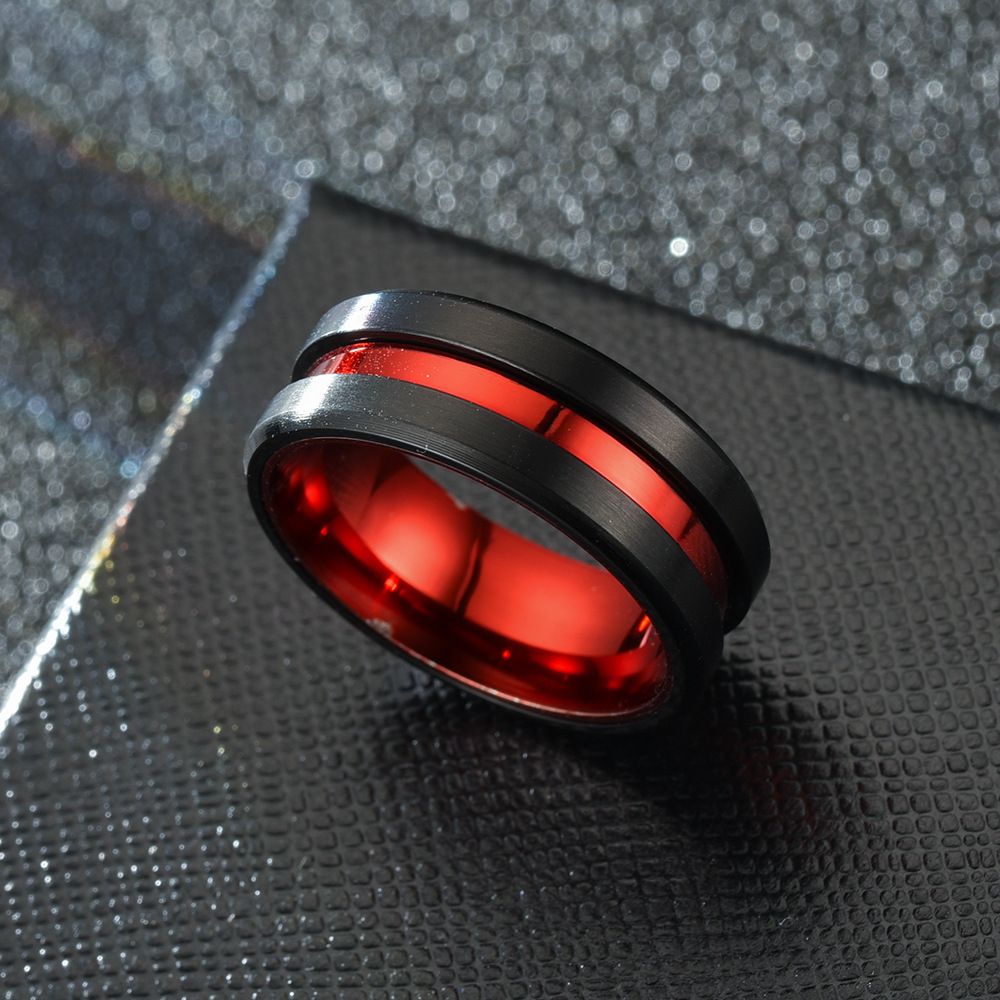Tengsure Stainless Steel Ring Red Black 8mm 8mm red between Black 11. view 6