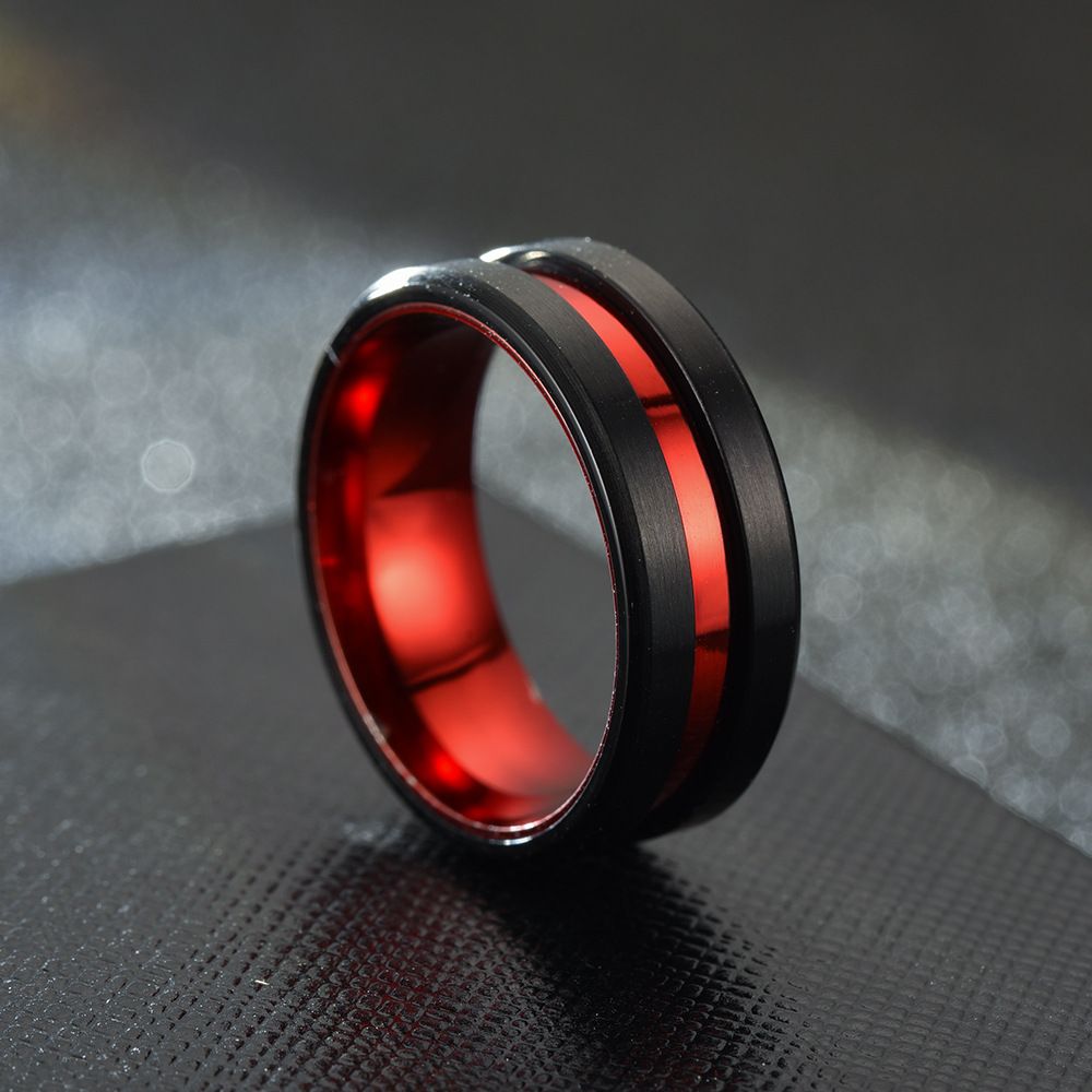 Tengsure Stainless Steel Ring Red Black 8mm 8mm red between Black 11. view 7