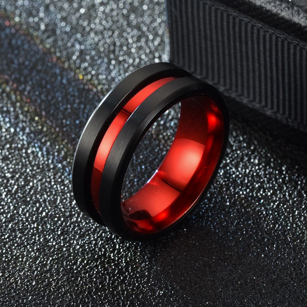 Tengsure Stainless Steel Ring Red Black 8mm 8mm red between Black No. 12 view 4