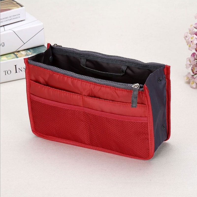 Craftsman Double Zipper Makeup Bag Oxford Cloth Red