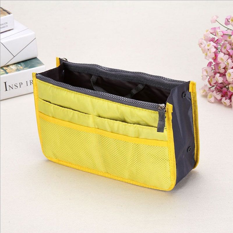 Craftsman Double Zipper Makeup Bag Oxford Cloth Yellow