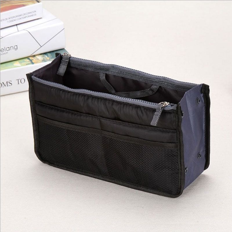 Craftsman Double Zipper Makeup Bag Oxford Cloth Black