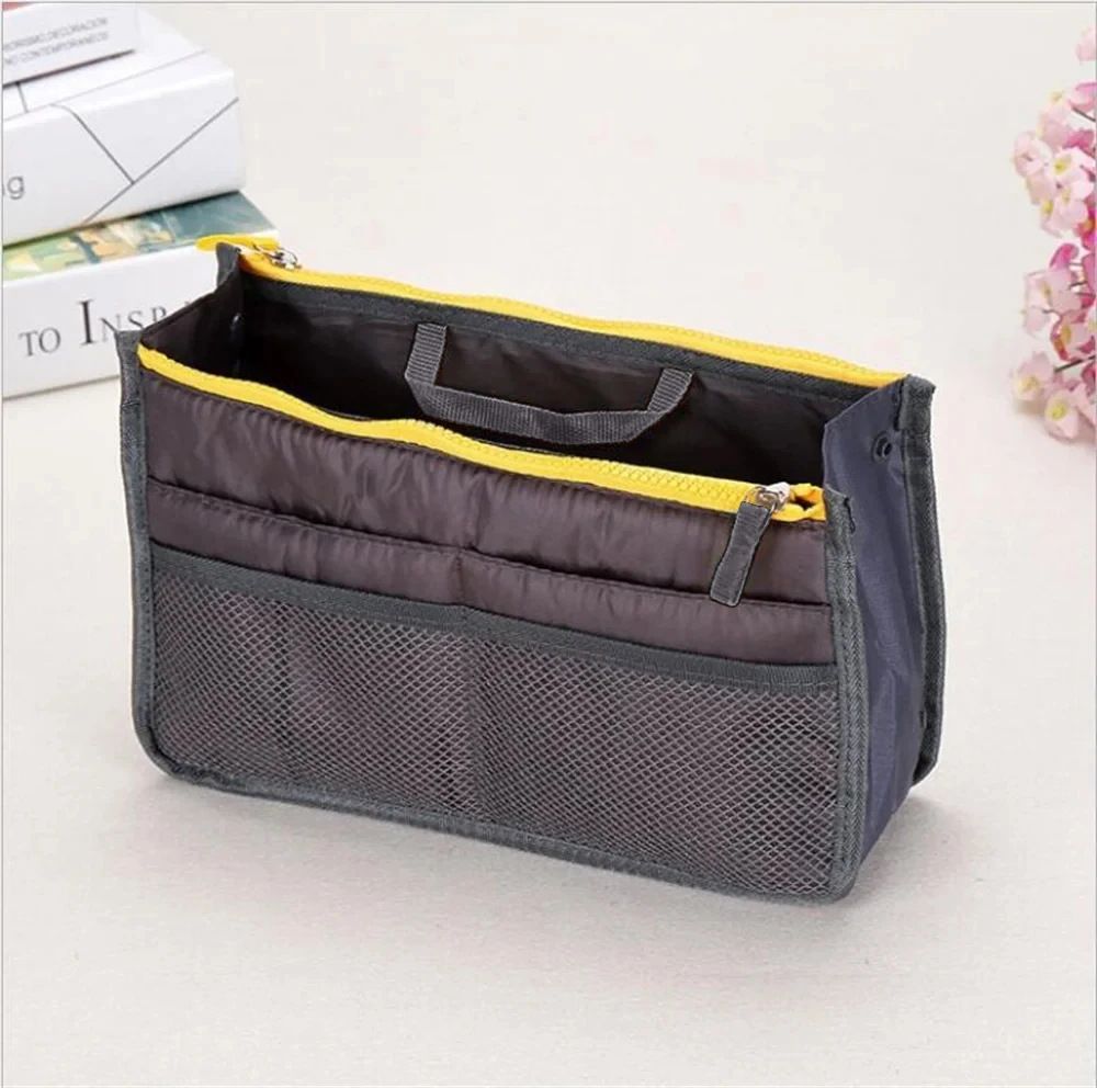 Craftsman Double Zipper Makeup Bag Oxford Cloth Grey