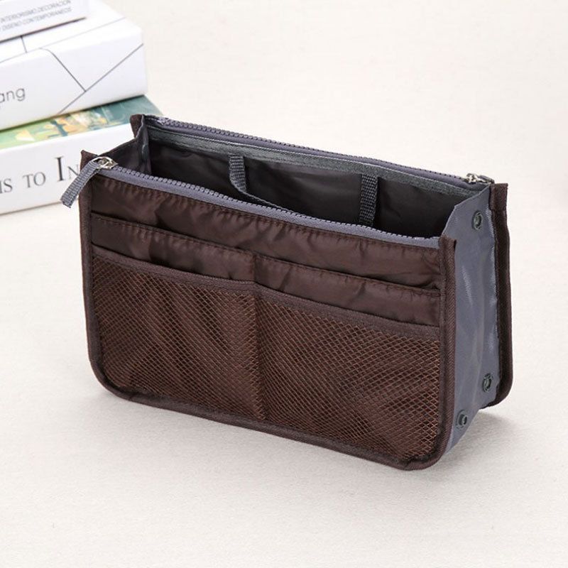 Craftsman Double Zipper Makeup Bag Oxford Cloth Coffee