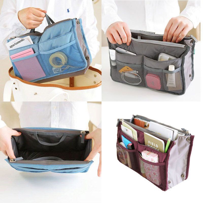 Craftsman Double Zipper Makeup Bag Oxford Cloth Coffee view 3