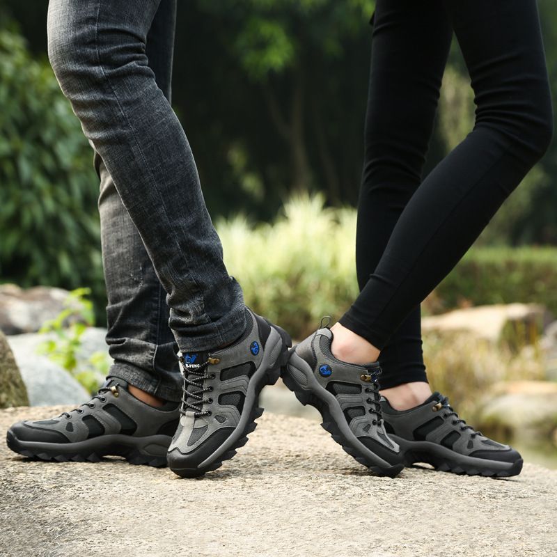Qifeng Men Women Hiking Shoes Outdoor Sneakers Grey sapphire blue with cotton 44 view 3
