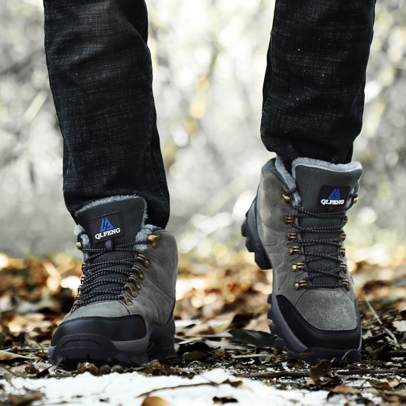 QIFENG Winter High-top Snow Boots Cotton Warm Leather brown cotton shoes 47 view 5