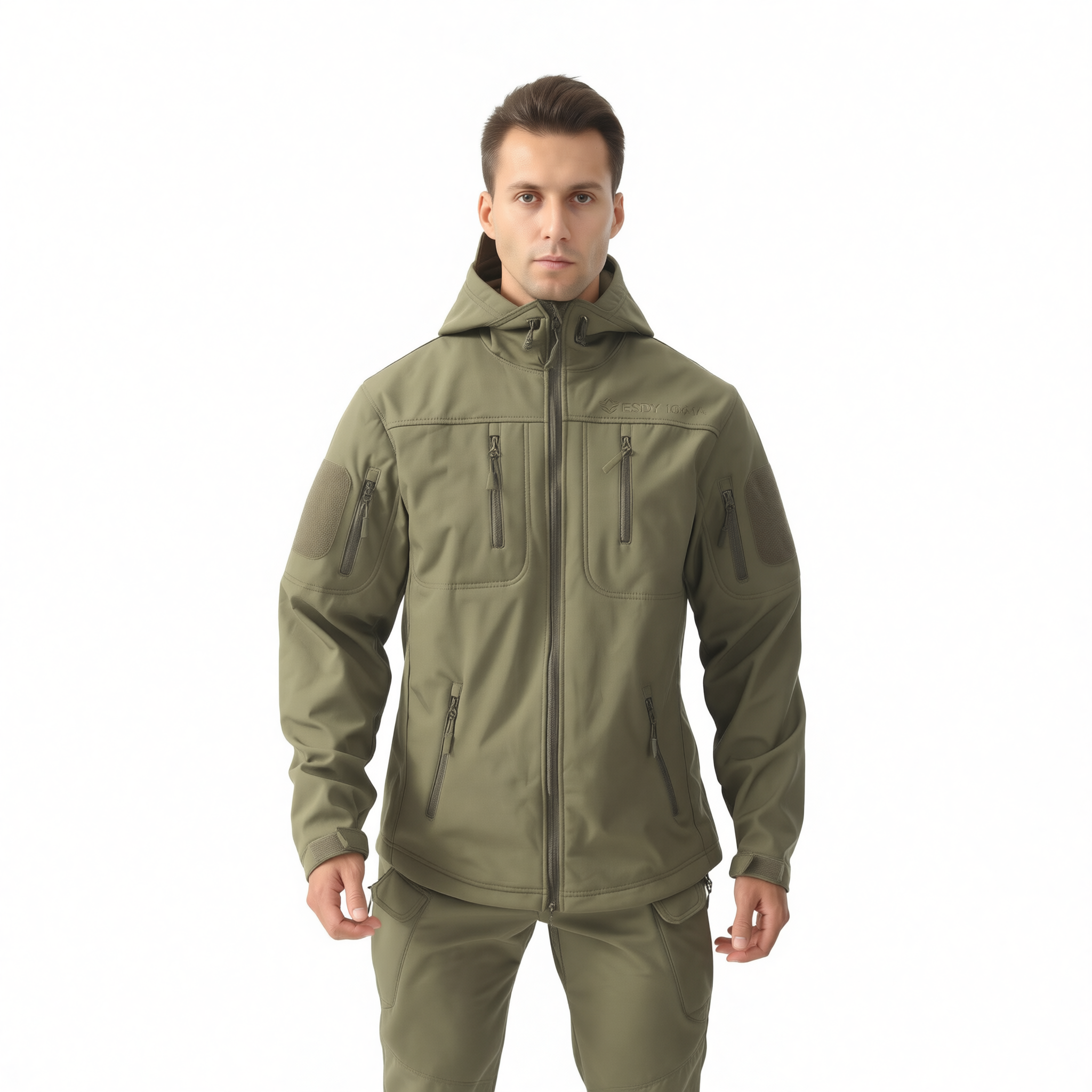 ESDY Men Soft Shell Windproof Jacket Outdoor Green view 2