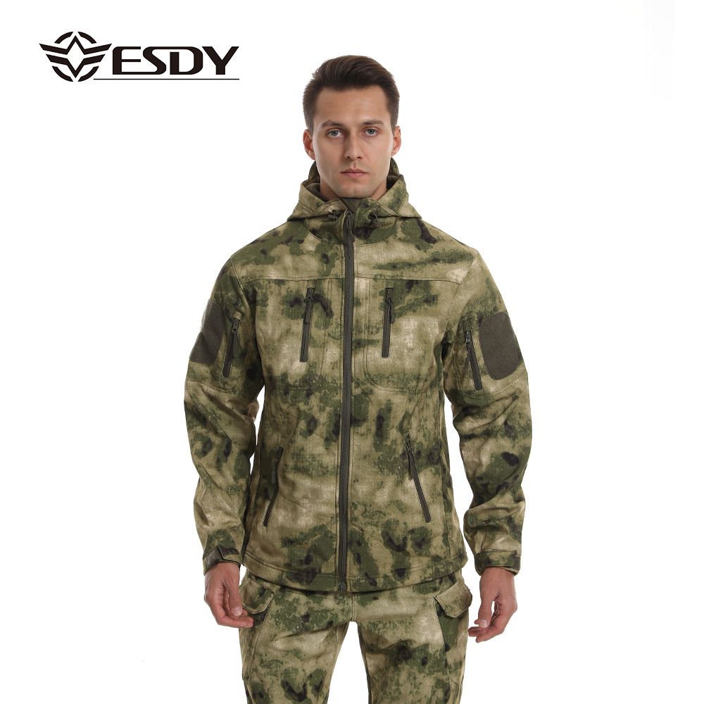 ESDY Men Soft Shell Windproof Jacket Outdoor Green view 4