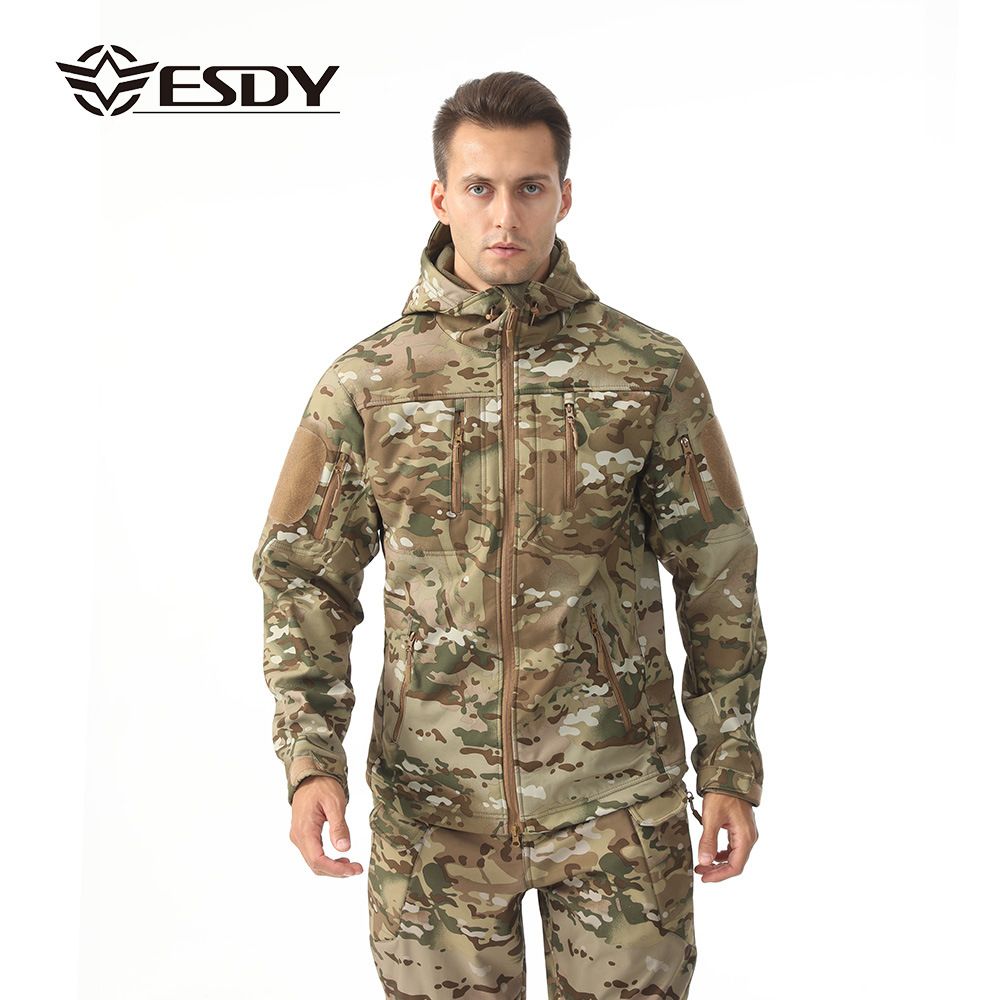 ESDY Men Soft Shell Windproof Jacket Outdoor Green L view 3