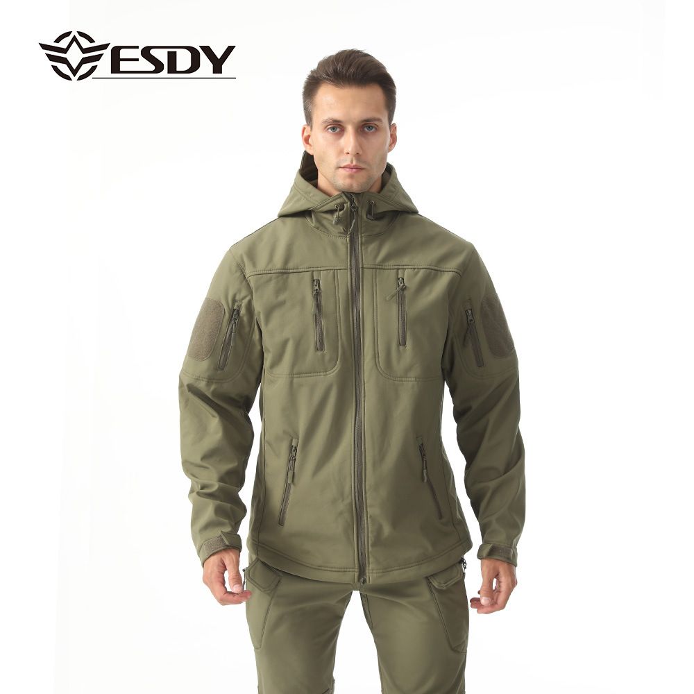 ESDY Men Soft Shell Windproof Jacket Outdoor Green XXXL