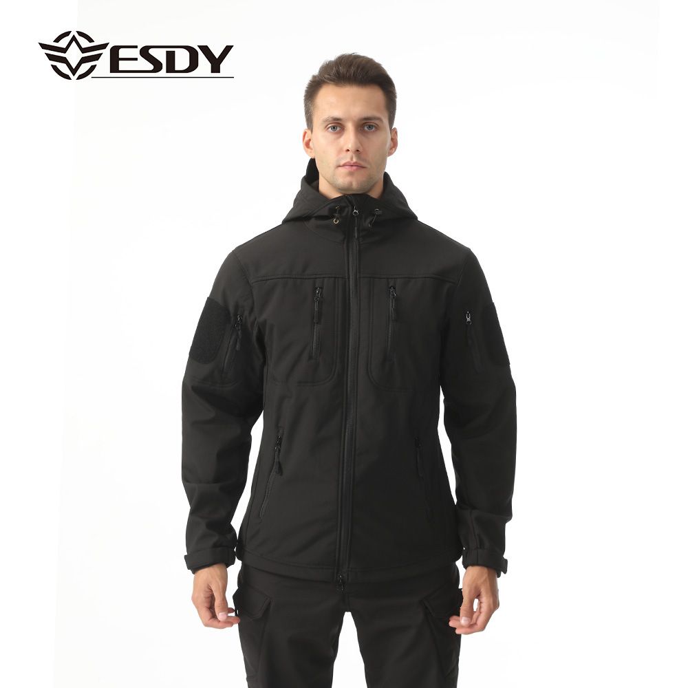 ESDY Men Soft Shell Windproof Jacket Outdoor Black XXXL