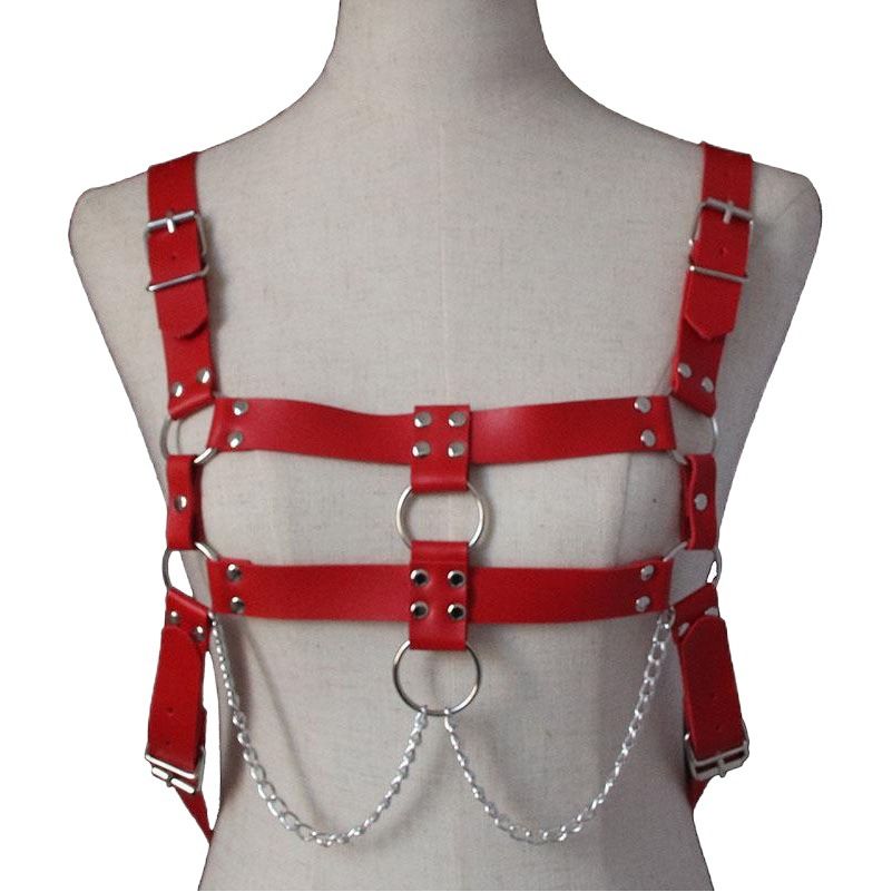 AX Punk PU Cross Strap for Men and Women Rose Red view 2