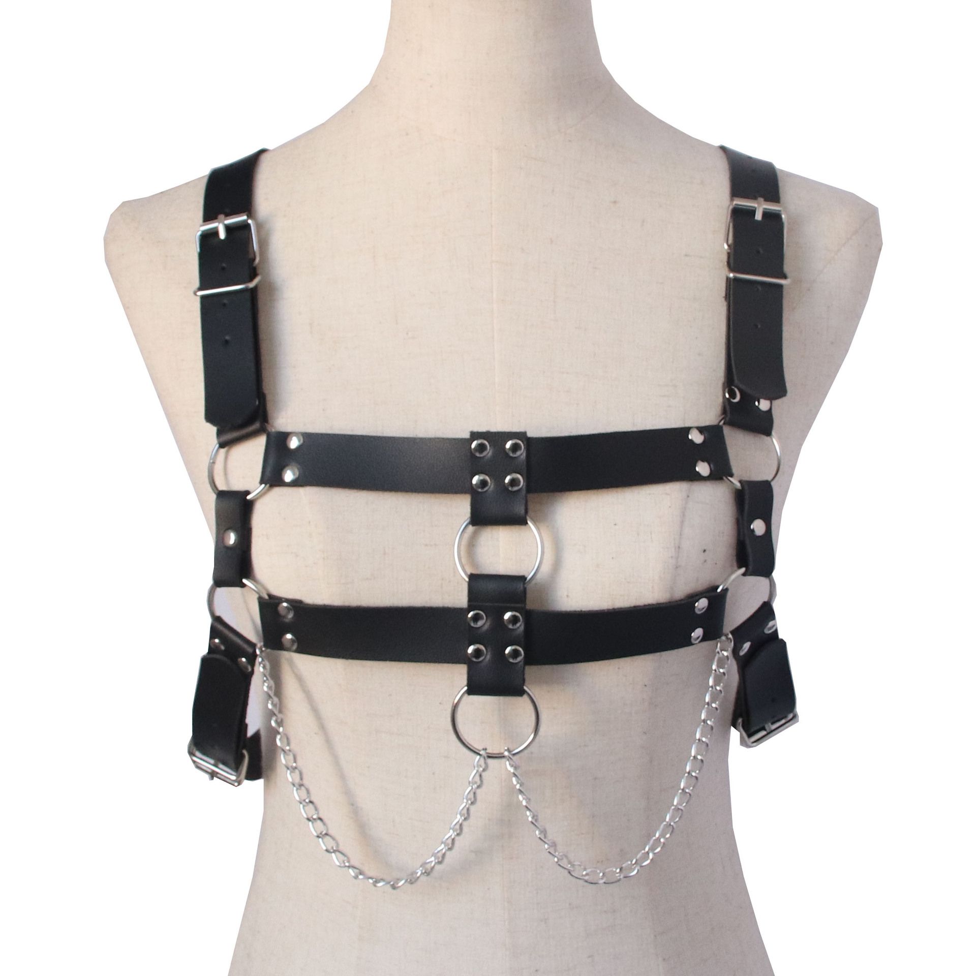 AX Punk PU Cross Strap for Men and Women Rose Red view 3