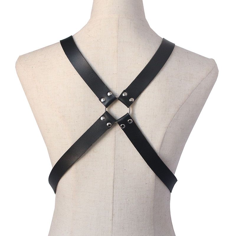AX Punk PU Cross Strap for Men and Women Rose Red view 4
